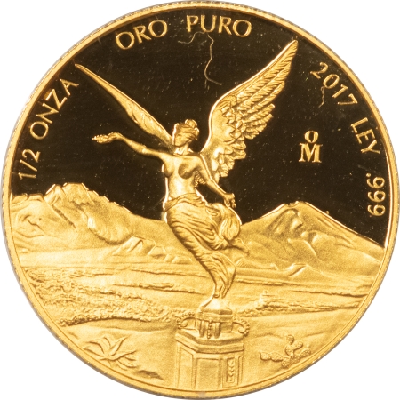 Bullion 2017 MEXICO 1/2 OZ PROOF GOLD LIBERTAD, .999 FINE – GEM PROOF, ORIGINAL CAPSULE