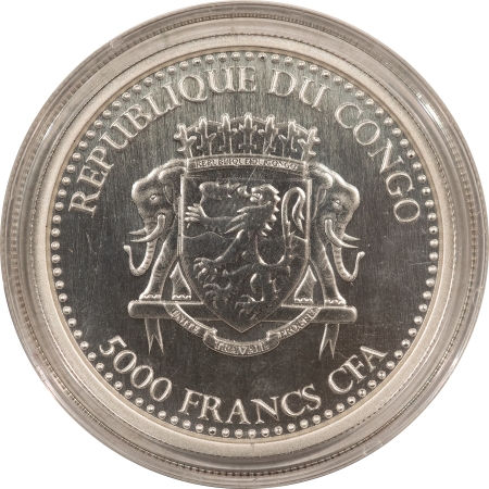 Bullion 2015 CONGO 5000 FRANCS 1 0Z .999 SILVER SILVERBACK GORILIA, PL – GEM IN CAPSULE!