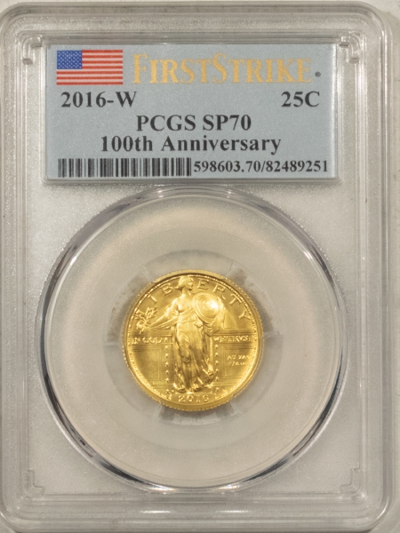 Modern Gold Commems 2016-W STANDING LIBERTY 25C 1/4 OZ GOLD COMMEM PCGS SP-70 FIRST STRIKE 100TH ANN