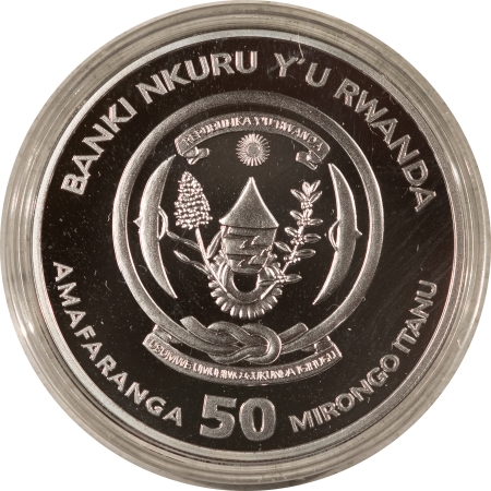 Bullion 2017 RWANDA PROOF 50 FRANCS LUNAR 1 OZ .999 SILVER YEAR OF THE ROOSTER GEM, OGP!