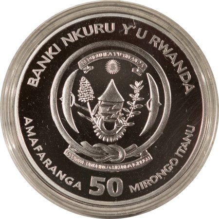 Bullion 2017 RWANDA PROOF 50 FRANCS LUNAR 1 OZ .999 SILVER YEAR OF THE ROOSTER GEM, OGP!