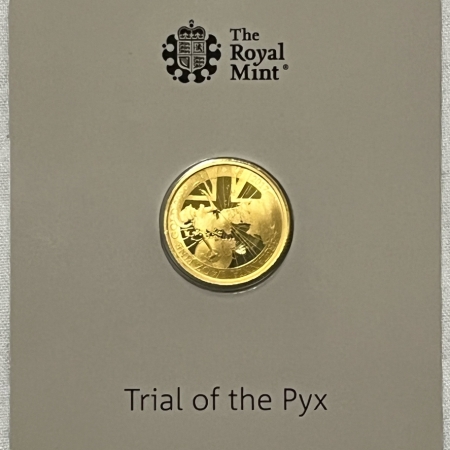 New Store Items 2017 UK 25 LB GOLD BRITANNIA 1/4 OZ, SPECIAL REVERSE, TRIAL OF THE PYX PACKAGING