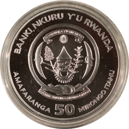 Bullion 2018 RWANDA PROOF 50 FRANCS LUNAR 1 OZ .999 SILVER YEAR OF THE DOG – GEM PR OGP