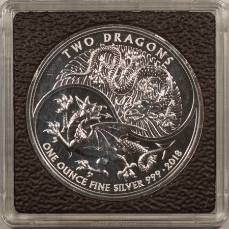 Bullion 2018 UK 2 POUNDS 1 OZ, .999 SILVER TWO DRAGONS – BRILLIANT UNCIRCULATED IN CASE!