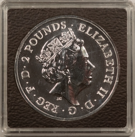 Bullion 2018 UK 2 POUNDS 1 OZ, .999 SILVER TWO DRAGONS – BRILLIANT UNCIRCULATED IN CASE!