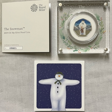 New Store Items 2019 UK 50 PENCE SILVER PROOF THE SNOWMAN, #5821/27500, GEM PROOF BOX/COA!
