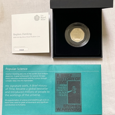 New Store Items 2019 GREAT BRITAIN 50 PENCE SILVER PR INNOVATION IN SCIENCE, STEPHEN HAWKING OGP