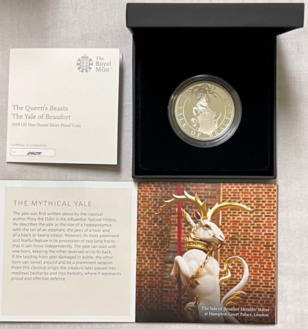 New Store Items 2019 2 LBS GR BRITAIN QUEENS BEAST 1 OZ SIL PROOF YALE OF BEAUFORT – IN OGP