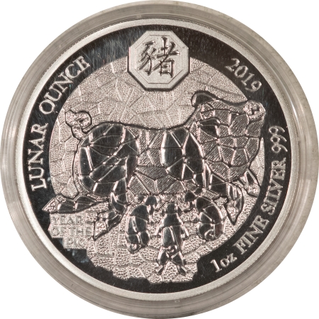 Bullion 2019 RWANDA PROOF 50 FRANCS LUNAR 1 OZ .999 SILVER YEAR OF THE PIG – GEM, OGP