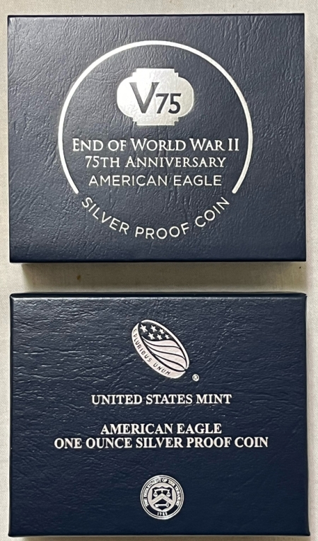 American Silver Eagles 2020-W $1 AMERICAN SILVER EAGLE, 1 OZ, V75 WW2 PRIVY – GEM PROOF, ORIG GOV’T PKG