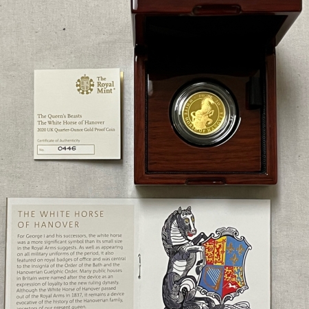 New Store Items GREAT BRITAIN 2020 “THE QUEEN’S BEAST” 1/4 OZ GOLD, 25 POUND COIN-GEM PROOF/OGP!