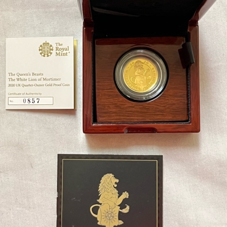 New Store Items 2020 GREAT BRITAIN QUEENS BEASTS 1/4 OZ PROOF GOLD 25 LBS WHITE LION OF MORTIMER