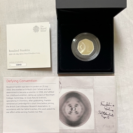 New Store Items 2020 GREAT BRITAIN 50 PENCE SILVER PR INNOVATION SCIENCE ROSALIND FRANKLIN, OGP
