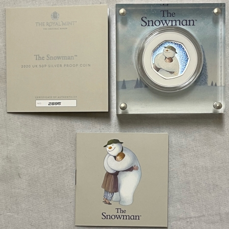 New Store Items 2020 UNITED KINGDOM 50 PENCE SILVER PROOF SNOWMAN GEM PROOF, OGP