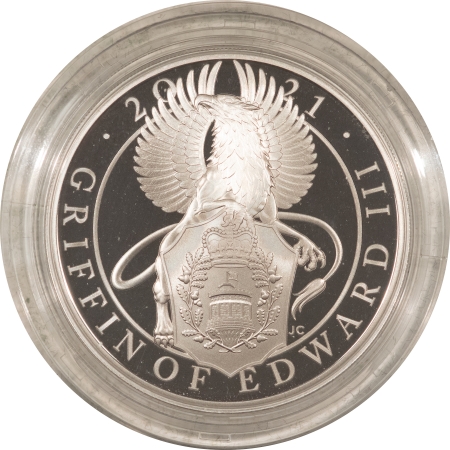 New Store Items 2021 2 LBS GR BRITAIN QUEENS BEAST 1 OZ SIL PROOF GRIFFIN OF EDWARD III – IN OGP