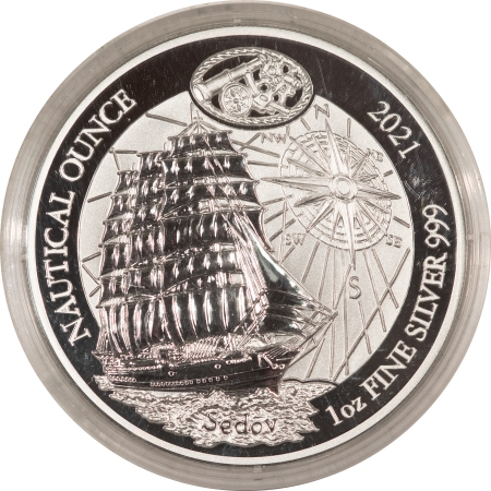 Bullion 2021 RWANDA 50 FRANCS NAUTICAL OZ .999 SILVER SEDOV – GEM PROOF W/ OGP