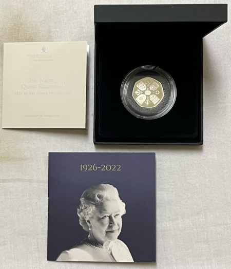 Bullion 2022 UK 50 PENCE SILVER PROOF QUEEN ELIZABETH II MEMORIAL, CHARLES III, GEM, OGP