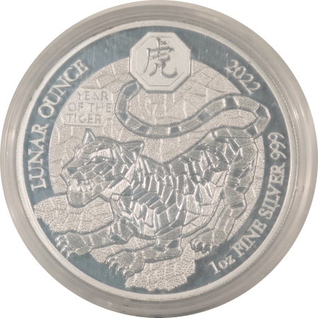 Bullion 2022 RWANDA PROOF 50 FRANCS LUNAR 1 OZ .999 SILVER YEAR OF THE TIGER – GEM, OGP