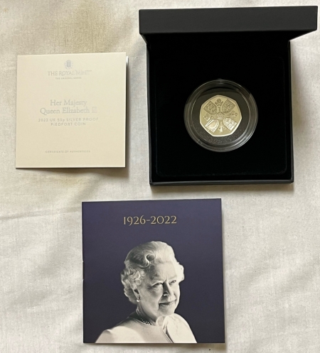 Bullion 2022 UK 50 PENCE SILVER PIEDFORT PROOF QUEEN ELIZABETH II MEMORIAL, CHARLES, OGP