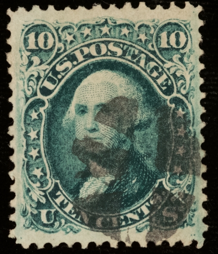 Postage SCOTT #68 10C GREEN – USED, VERY FINE, CATALOG $55!