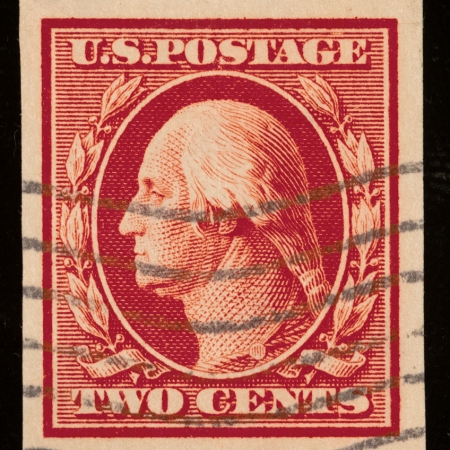 New Store Items SCOTT #386 2C CARMINE, PERF 12 HORIZONTAL, USED, VF CENTERING – CAT $90!