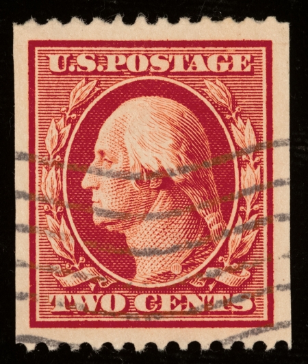 Postage SCOTT #386 2C CARMINE, PERF 12 HORIZONTAL, USED, VF CENTERING – CAT $90!