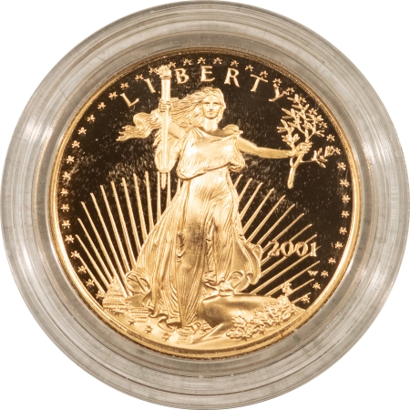 American Gold Eagles, Buffaloes, & Liberty Series 2001-W $25 PROOF AMERICAN GOLD EAGLE, 1/2 OZ – GEM PROOF W/ ORIG GOV’T PACKAGE!