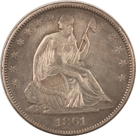 Liberty Seated Halves 1861-O SEATED LIBERTY HALF DOLLAR – ABOUT UNCIRCULATED DETAILS BUT CLEANED!