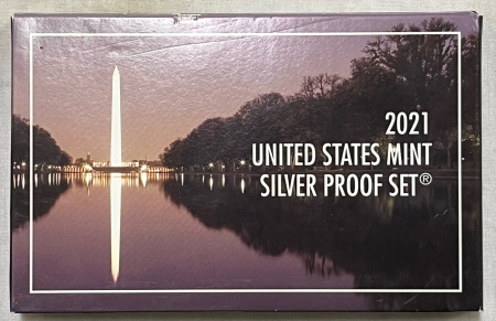 New Store Items 2021-S 7 COIN U.S. SILVER PROOF SET, GEM PROOF, W/ ORIGINAL MINT PACKAGING