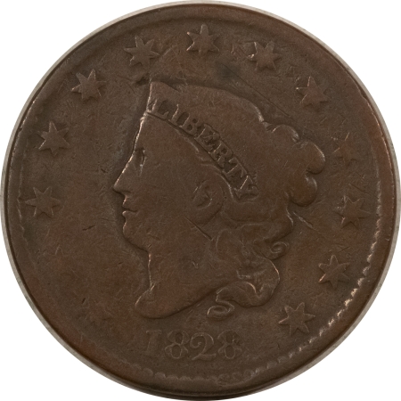 New Store Items 1828 LARGE DATE CORONET HEAD LARGE CENT – CIRCULATED, HONEST W/ SLIGHTLY BENT!