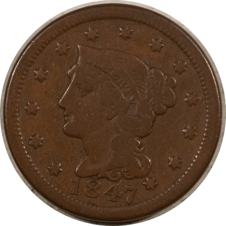 Braided Hair Large Cents 1847 BRAIDED HAIR LARGE CENT – PLEASING CIRCULATED EXAMPLE!