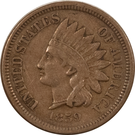 New Store Items 1859 INDIAN CENT – XF DETAIL, DAMAGE AT 4:00 REVERSE!