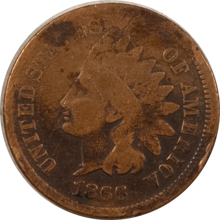 U.S. Uncertified Coins 1866 INDIAN CENT – FULL GOOD/VERY GOOD BUT W/ ENVIRONMENTAL DISCOLORATION!