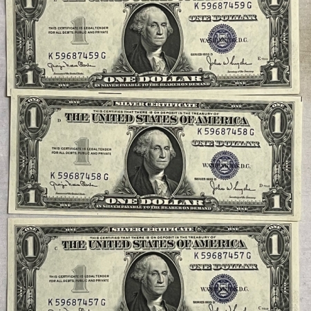 New Store Items 1935-D $1 SILVER CERTIFICATES LOT/5 CONSEC NOTES, FR-1613N – CH, GEM CU, FRESH!