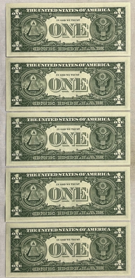 New Store Items 1935-D $1 SILVER CERTIFICATES LOT/5 CONSEC NOTES, FR-1613N – CH, GEM CU, FRESH!