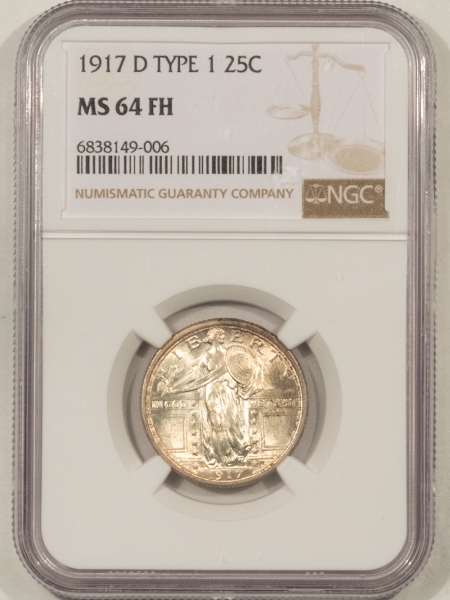 New Store Items 1917-D TYPE I STANDING LIBERTY QUARTER – NGC MS-64 FH, FRESH & PREMIUM QUALITY!
