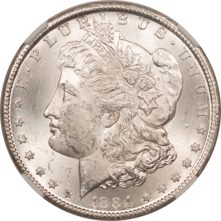 Morgan Dollars 1884-CC MORGAN DOLLAR – NGC MS-62, CARSON CITY! BLAST WHITE!