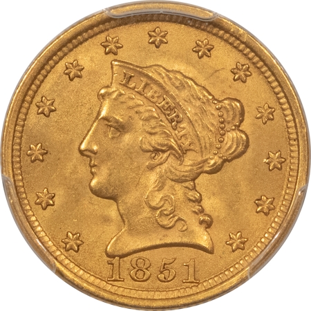 $2.50 1851 $2.50 LIBERTY GOLD – PCGS MS-63, MARK-FREE & ATTRACTIVE!