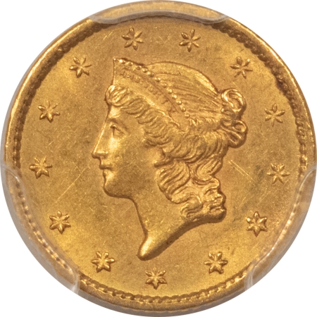 $1 1854-S $1 GOLD DOLLAR – PCGS AU-58, REALLY TOUGH DATE!