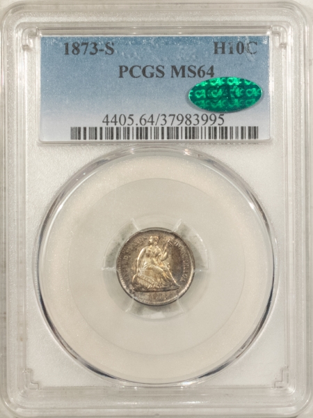 CAC Approved Coins 1873-S LIBERTY SEATED HALF DIME, PCGS MS-64, CAC APPROVED, PRETTY & PQ!