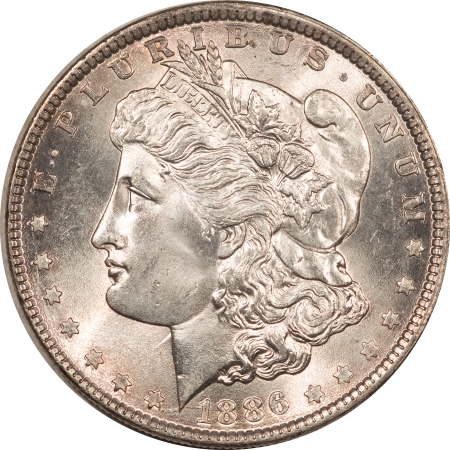 Morgan Dollars 1886 MORGAN DOLLAR – CHOICE BRILLIANT UNCIRCULATED, NICE!