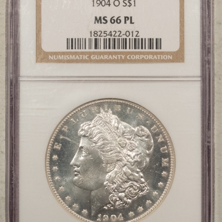 New Store Items 1904-O MORGAN DOLLAR – NGC MS-66 PL, WHITE PROOFLIKE WITH GREAT MIRRORS, SCARCE!
