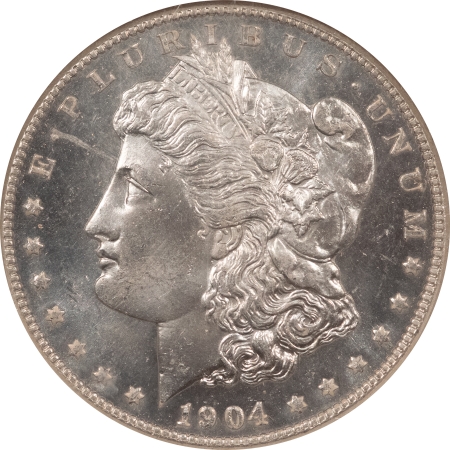 Morgan Dollars 1904-O MORGAN DOLLAR – NGC MS-66 PL, WHITE PROOFLIKE WITH GREAT MIRRORS, SCARCE!