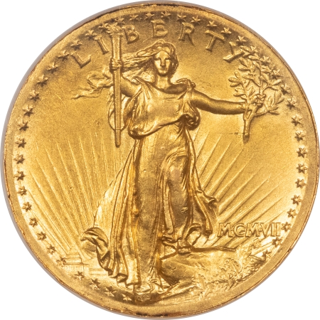 $20 1907 HIGH RELIEF $20 ST GAUDENS GOLD, WIRE RIM – NGC MS-61, MARK-FREE & SMOOTH!