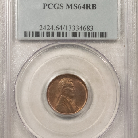 Lincoln Cents (Wheat) 1909-VDB LINCOLN CENT – PCGS MS-64 RB, PRETTY & PREMIUM QUALITY!