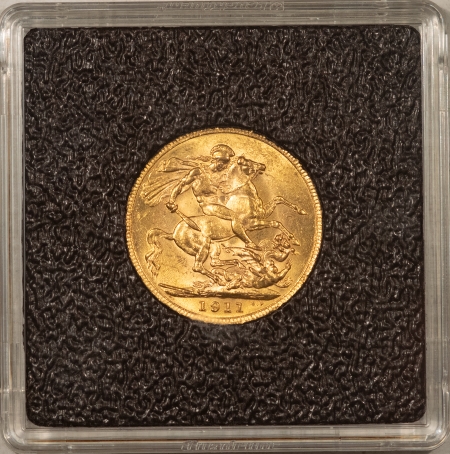 Bullion 1911 UK GOLD SOVEREIGN, GEORGE V, KM820 .2354 OZ AGW – UNCIRCULATED