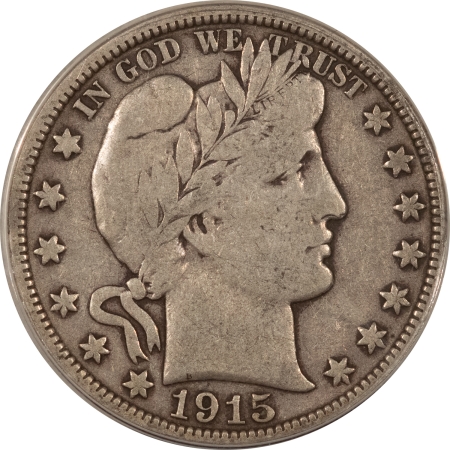 Barber Halves 1915-D BARBER HALF DOLLAR – ANACS F-12, PERFECT & WHOLESOME!
