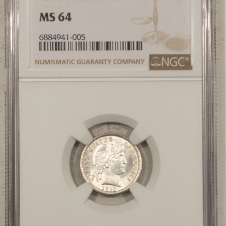 Barber Dimes 1916 BARBER DIME – NGC MS-64, WHITE & LUSTROUS!