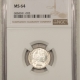 Dimes 1853 ARROWS SEATED LIBERTY DIME – NGC UNC DETAILS, CLEANED, VERY NICE LOOK!
