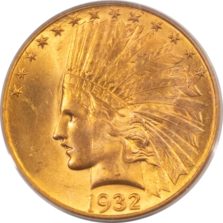 $10 1932 $10 INDIAN HEAD GOLD – PCGS MS-64, OLD GREEN HOLDER, GORGEOUS COLOR & PQ++!